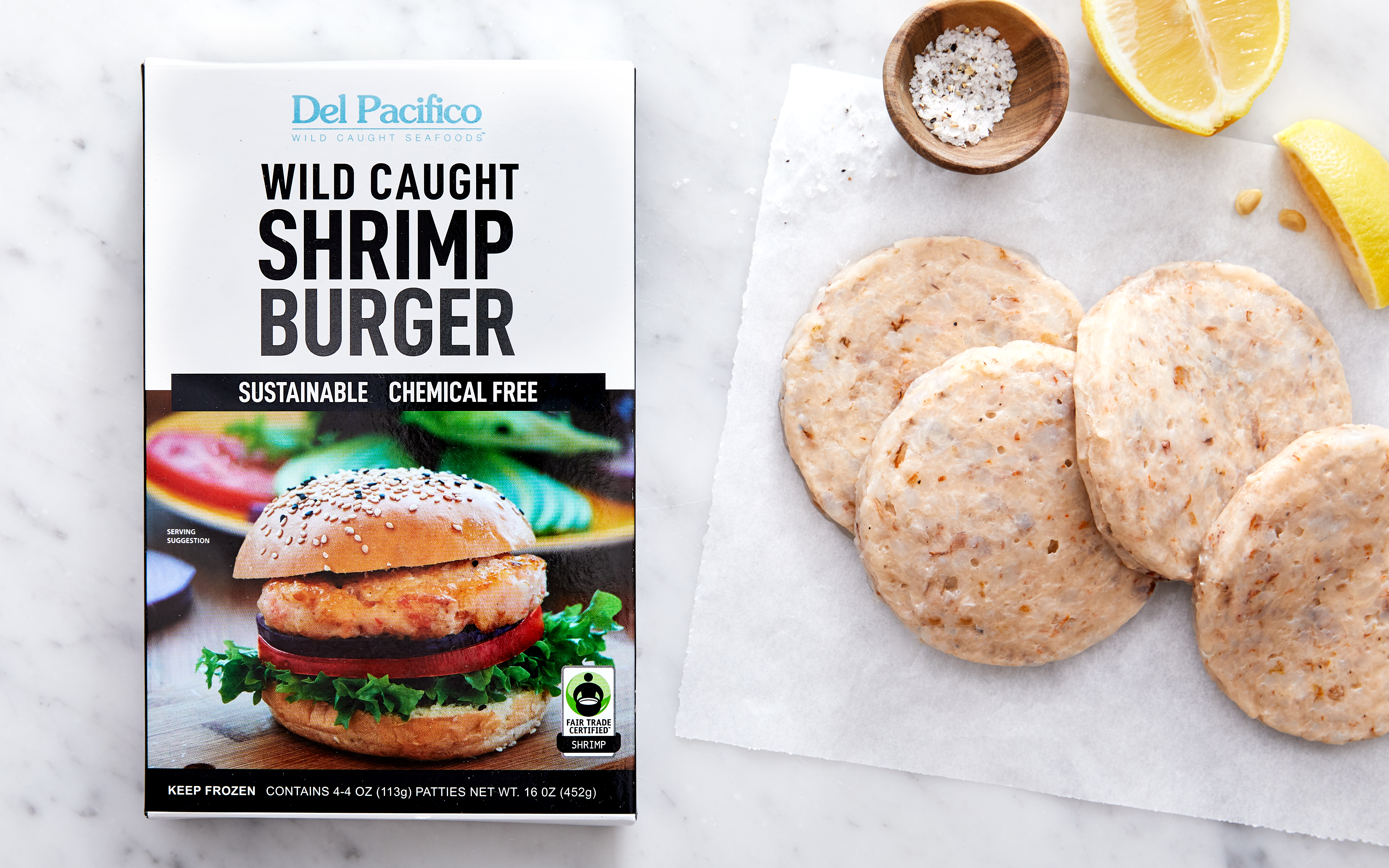 Fair Trade Wild Mexican Shrimp Burger Patties (Frozen) Del Pacifico